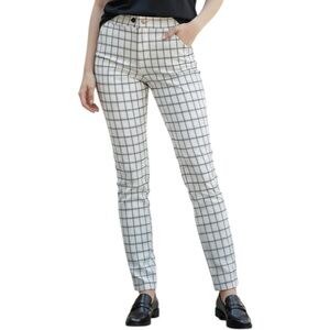 INC International Concepts White Plaid Slim Trousers Size 4